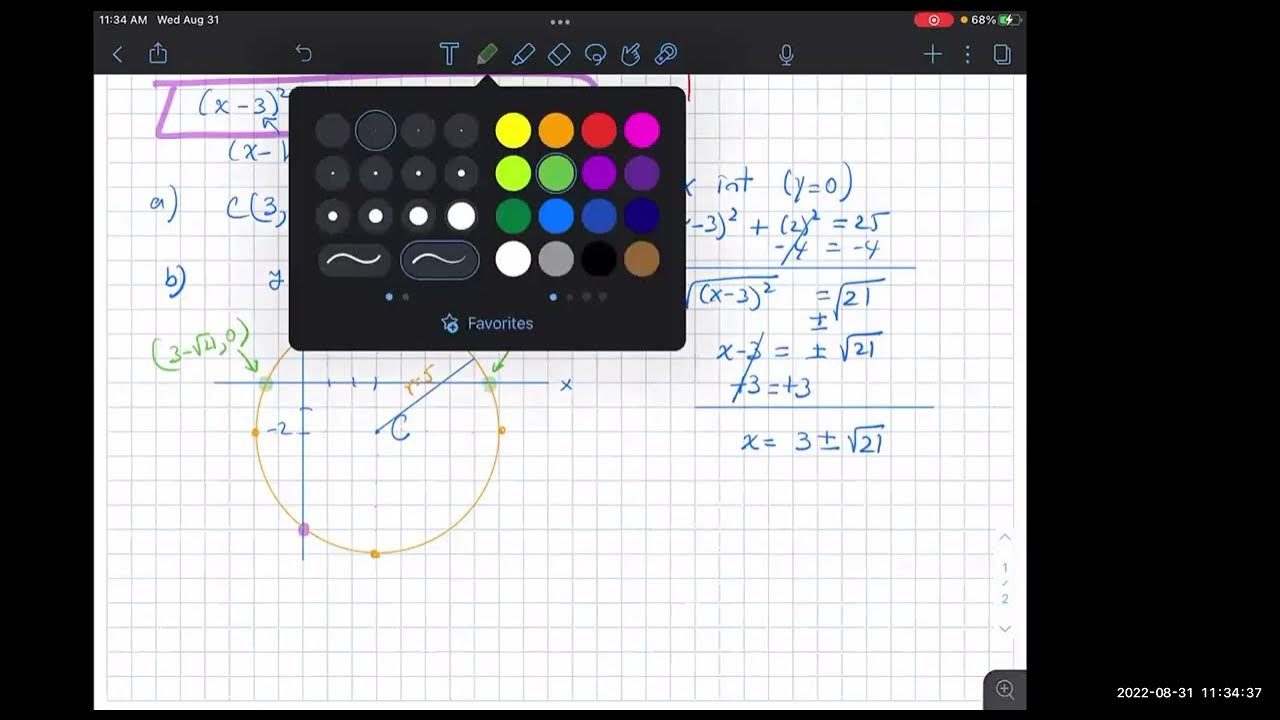 Graph the circle domain range find general form find equation