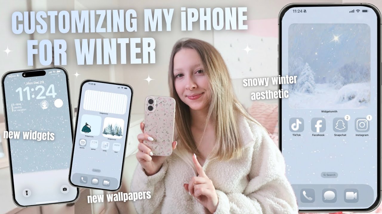 Подготовьте мой iPhone к зиме вместе со мной❄️⛄️ новые снежные виджеты и эстетичные обои