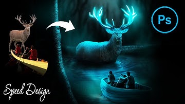 NIGHT FOREST DEER Photo Manipulation | Photoshop | Tutorial | Speed Art |