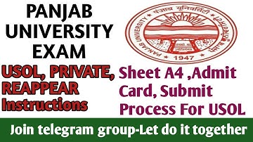 Panjab University Exam June 2021 USOL Private Reappear Students instruction