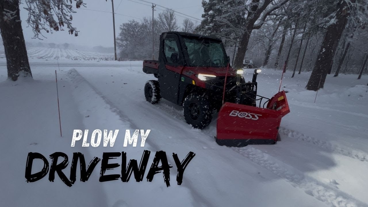 Unedited Full Video | Plowing my Driveway with my Polaris Ranger and BOSS POWER-V XT Snowplow 6'6"