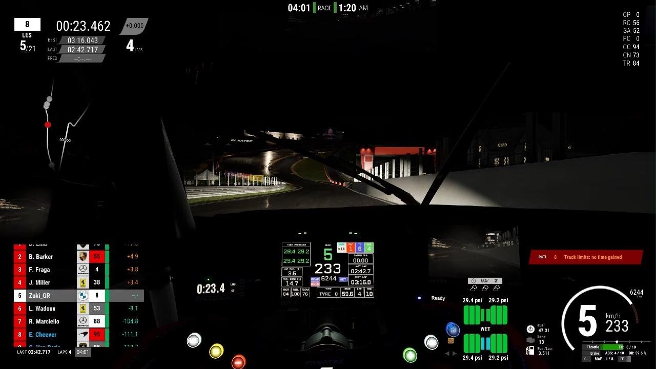 ACC:Driving at Spa Francorchamps at night with rain is Pure Cinema😳