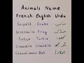Animals name (Part 3) #learnfrench #english #learnurdu#spokenenglish #A1#learnvocabulary #learning