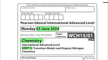 A level | Chemistry | Unit 5 | June 2024 | Pearson Edexcel