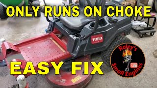 Toro Zero Turn Only Runs On Choke Easy Step by Step Diagnosis and Repair DIY