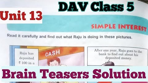 Simple Interest DAV Class 5 Maths Unit 13 Brain Teasers Solution/ADARSH 999
