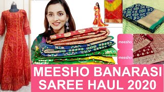 MEESHO BANARASEE  SAREE HAUL 2020| MEESHO BANDHEJ/BANARASEE SAREE & CHANDERI KURTI HAUL | UNDER 1200