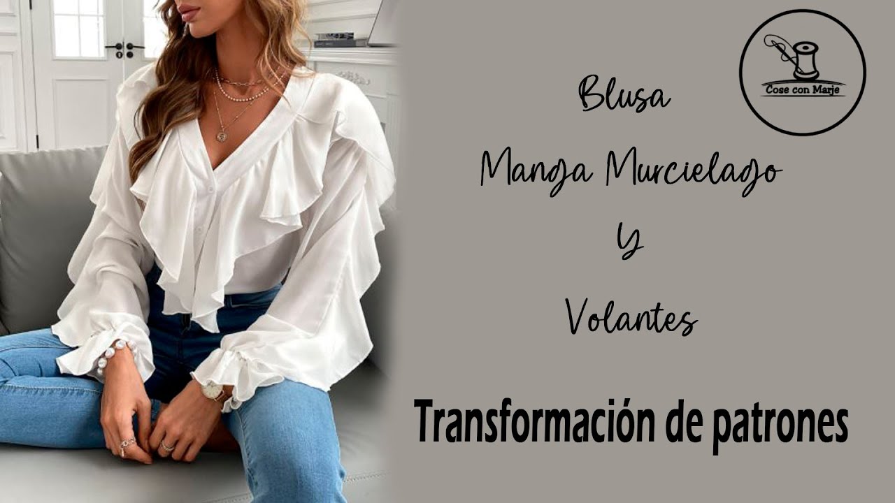 Como hacer Blusa con manga murciélago y volantes 💖 Transformación de patrones.