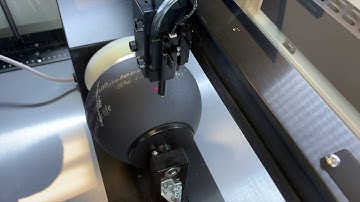 Jorlink R&D testing with a GCC Laser Pro Spirit LS Laser Engraver on a non-flat surface