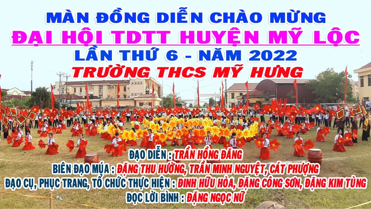 Màn đồng diễn của 400 học sinh trường THCS Mỹ Hưng chào mừng Đại hội TDTT huyện Mỹ Lộc lần thứ 6