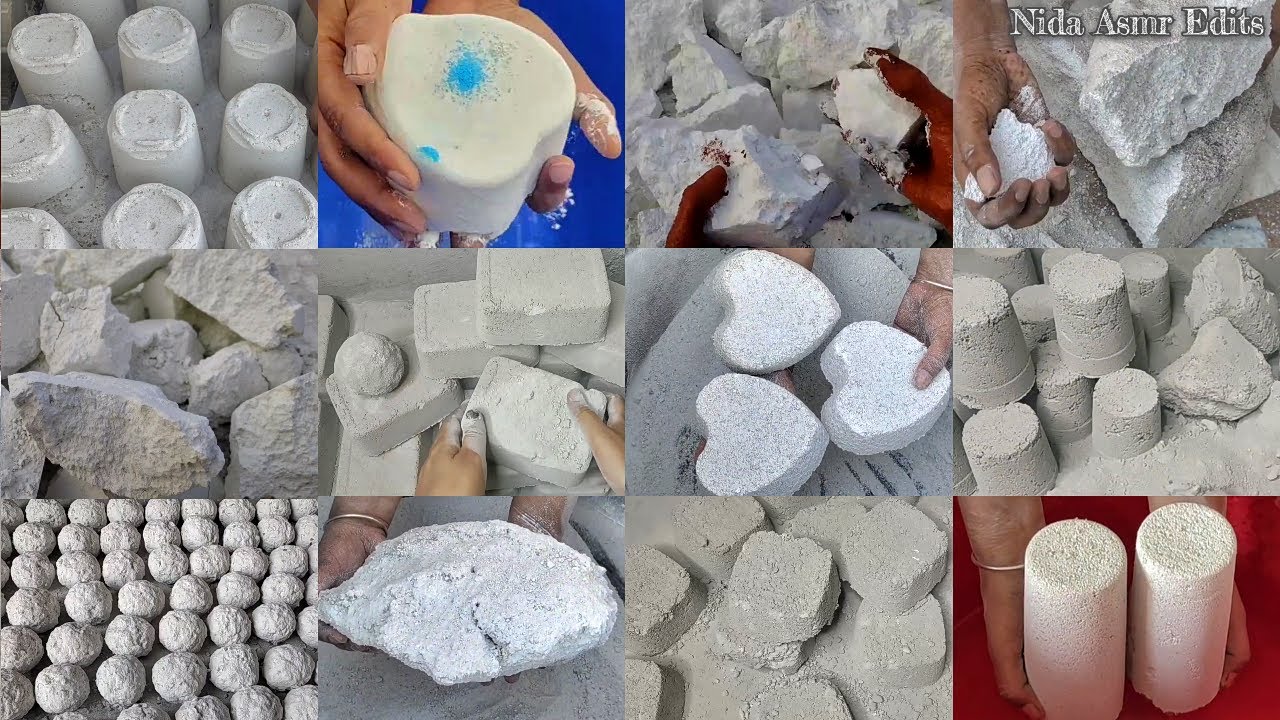 Asmr Edits : Collaboration with @Onlyedits-e || White Cement 🤍 Crumbling || 10 Different Shapes ✨🌸🤍