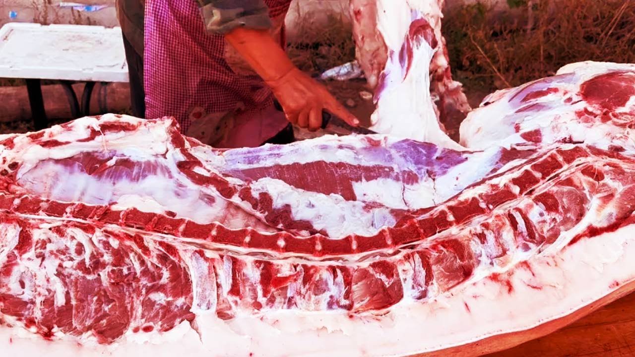 農村超肥老品種大笨豬肉膘子巴掌厚，老孟一下賣半頭，震驚！ 【立福128】