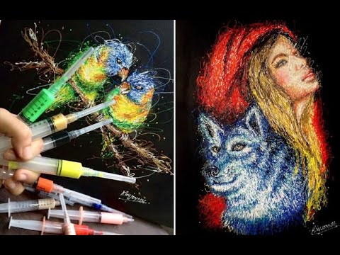 მედდა, რომელიც \"შპრიცებით\" ხატავს