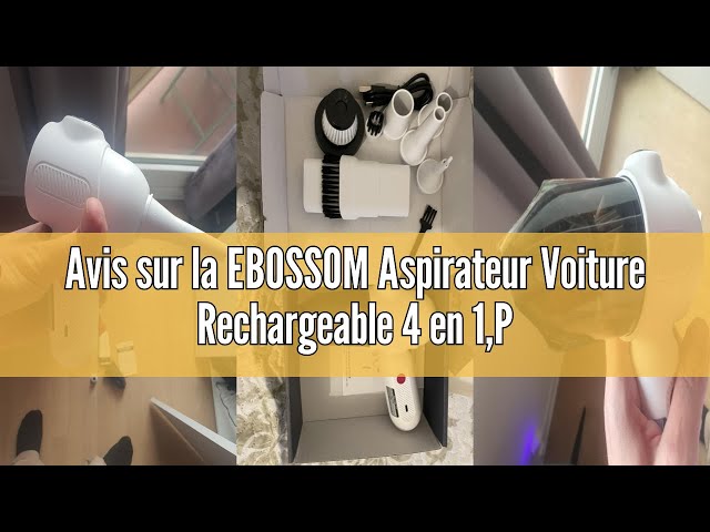 Aspirateur Voiture Rechargeable 4 en 1,Portable Mini 12000 pa Aspirateur à Main Puissant sans Fil,pour Le Nettoyage soigné de Surfaces réduites: PC,Maison, Voiture,Bureau,canapé.Noir (Blanc, 12KPa