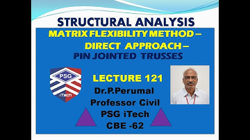 Lecture 121: Matrix Flexibility Method –Direct Approach –Pin Jointed  Trusses - P.Perumal, PSG iTech