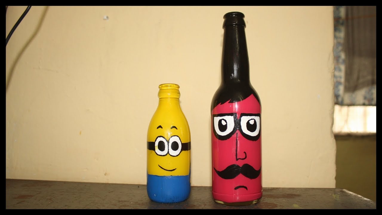 Diy Glass Bottle Craft1 Best Out Of Waste Home Decoration Idea Handpainted Bottle Quick Simple Youtube diy glass bottle craft1 best out of