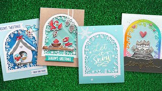 Intro to Winter Wonderland Window 4 cards from start to finish