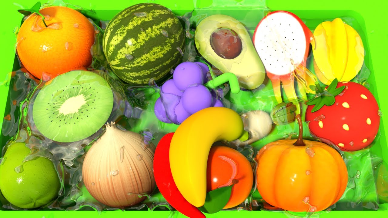 Μαθαίνουμε τα Φρούτα και τα Λαχανικά | Φρούτα και λαχανικά στην πράσινη πισίνα