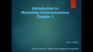 Marketing Communications Chapter 1
