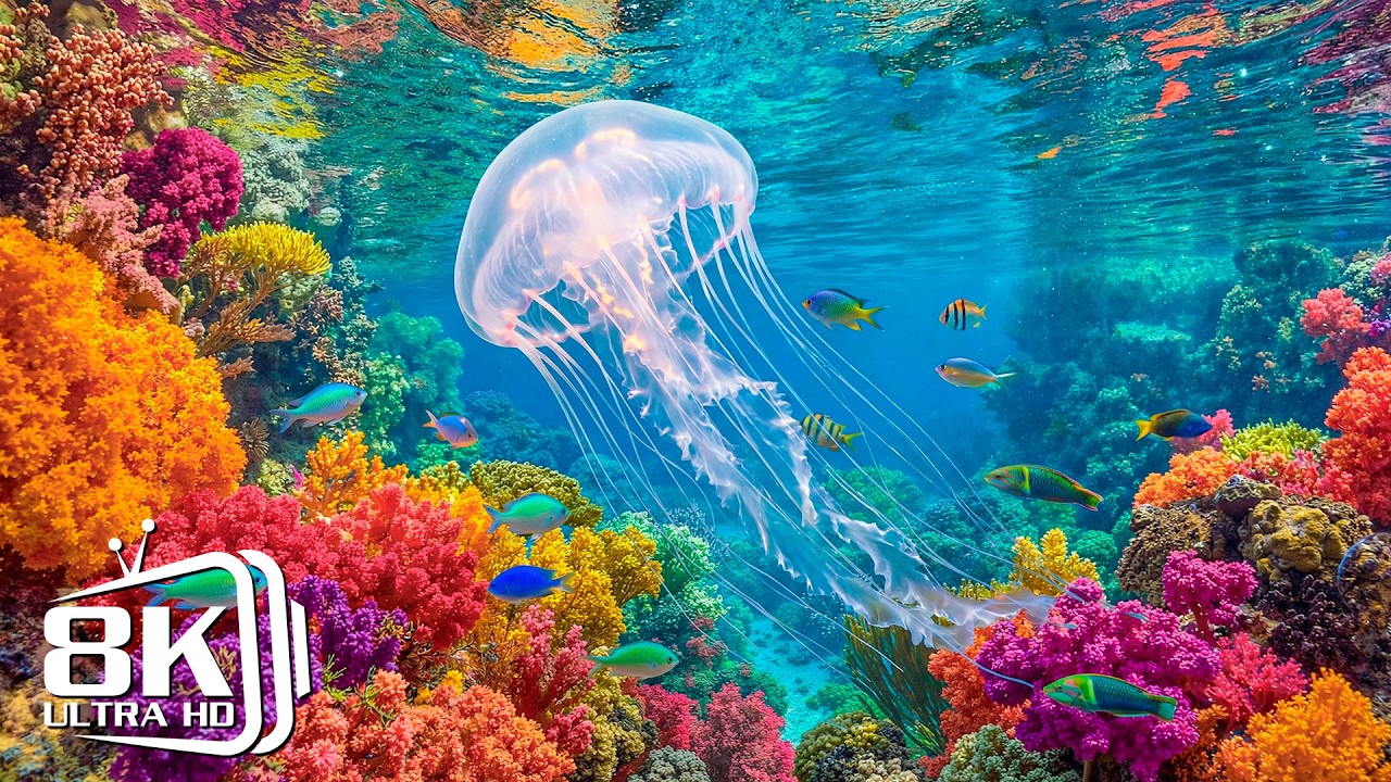 Hidden Ocean World 8K 🐳 Beautiful Marine Animals and Soothing Music