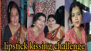 Lipstick 💄 kissing 💋 challenge  //  mom ❤ me lipstick  kissing 💋 funny video