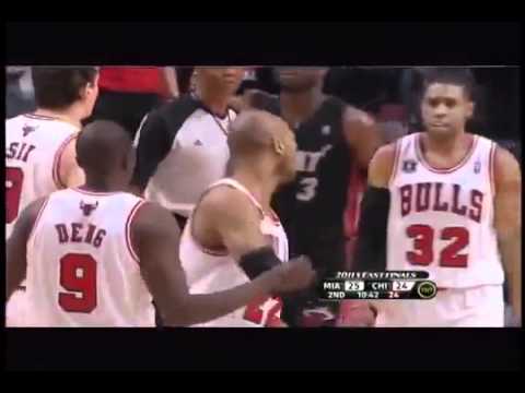 Dwyane Wade dunked on by Taj Gibson.