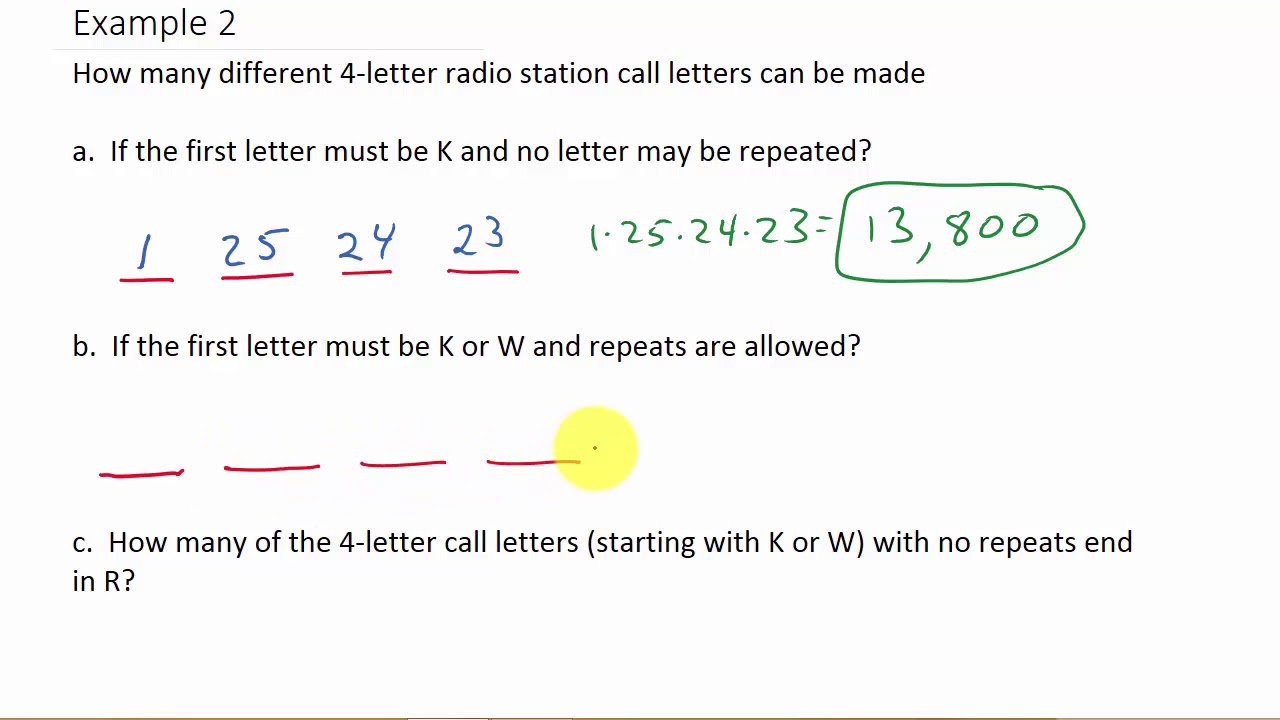 Multiplication Counting Principle Worksheet