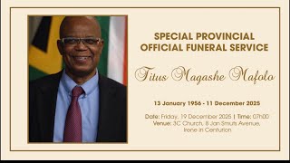 Special Provincial Official Funeral Service of the Late Mr. Titus Magashe Mafolo