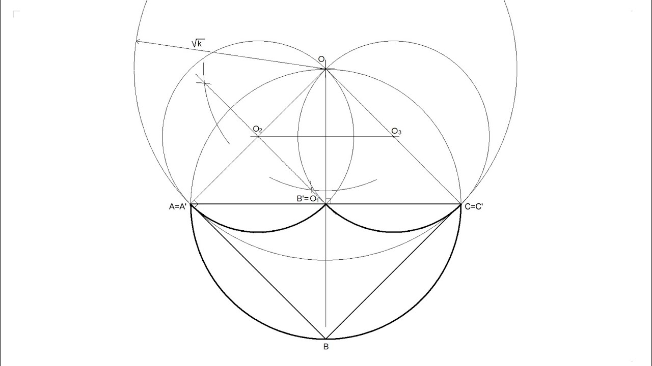 Inversión de un triángulo dados el centro y dos puntos dobles