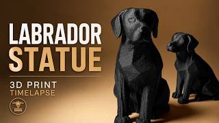 3D Printing a Labrador Statue with Fuzzy Skin | Bambu P2S Timelapse
