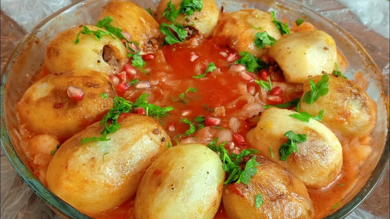  وصفة بطاطا محشية باللحمة المفرومة؛ وصفات واكلات البطاطا المميزة؛محشي بطاطس ذايب طري سورى شامى منزلي