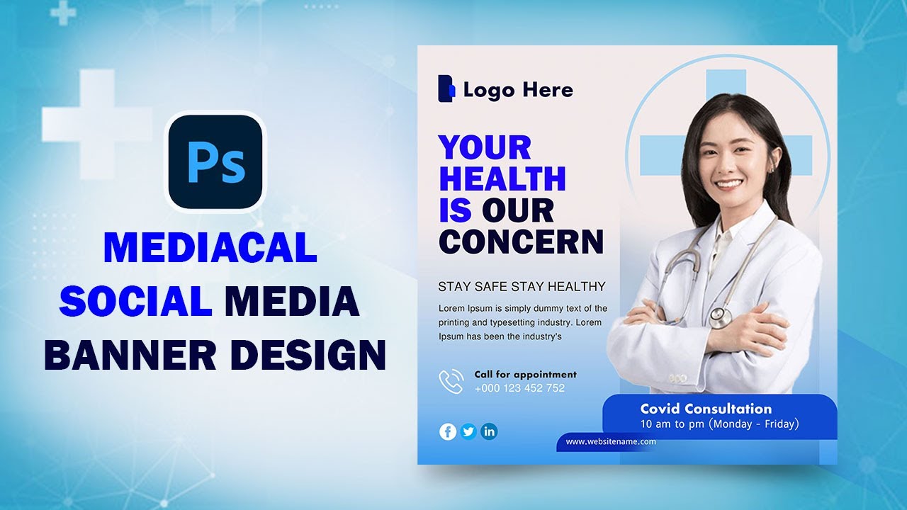 How to Design Medical Social Media Banner in Photoshop | Doctor Poster Design Tutorial