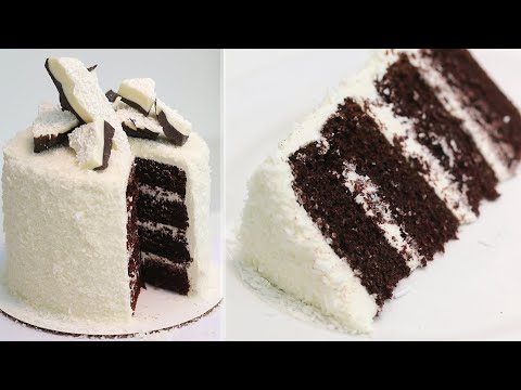 Bounty Chocolate Coconut Cake | Chocolate Cake with Coconut Buttercream Frosting Recipe