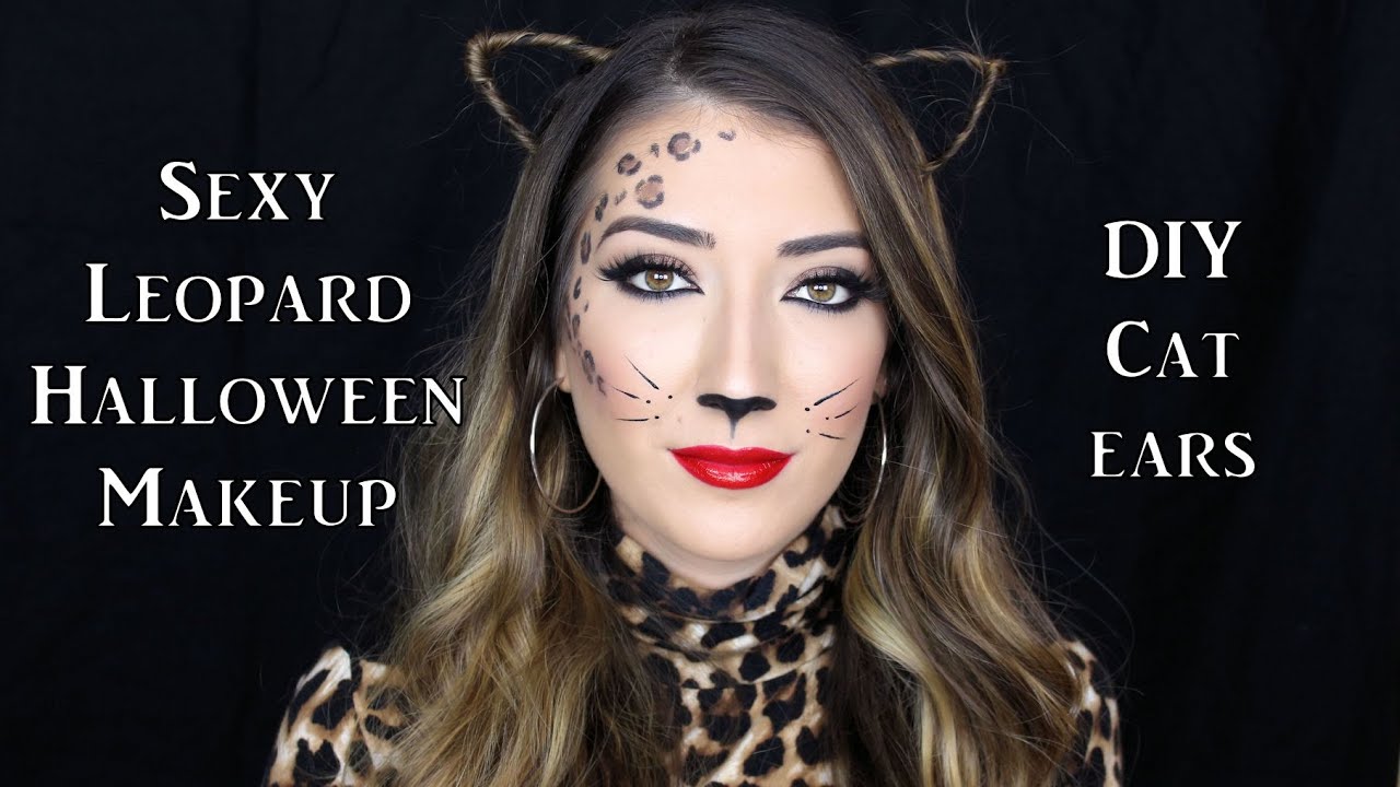 Sexy Leopard Halloween Makeup Tutorial DIY Cat Ears YouTube