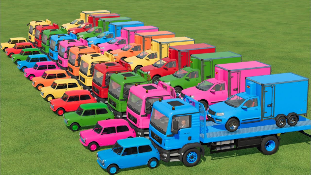 Mini Cooper Car vs Pickup Load with Trailer & Transport & Delivered In ...