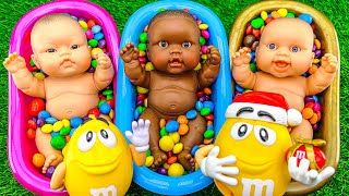 Satisfying Video M&Ms Mixing Candy Asmr In Magic Bathtubs With Color Skittles & Cutting Slime