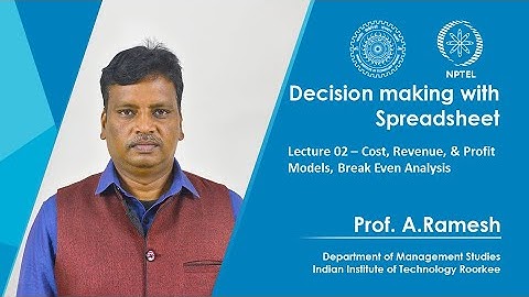 Lecture 02 – Cost, Revenue, & Profit Models, Break Even Analysis