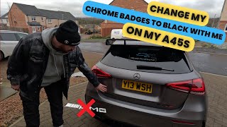 Chrome Badge Removal Tutorial  How to Change Chrome Badges To Gloss Black On My Mercedes A45s AMG