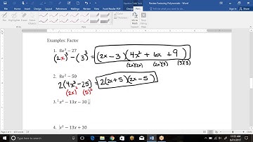 Review of Polynomial and Factoring Part 2