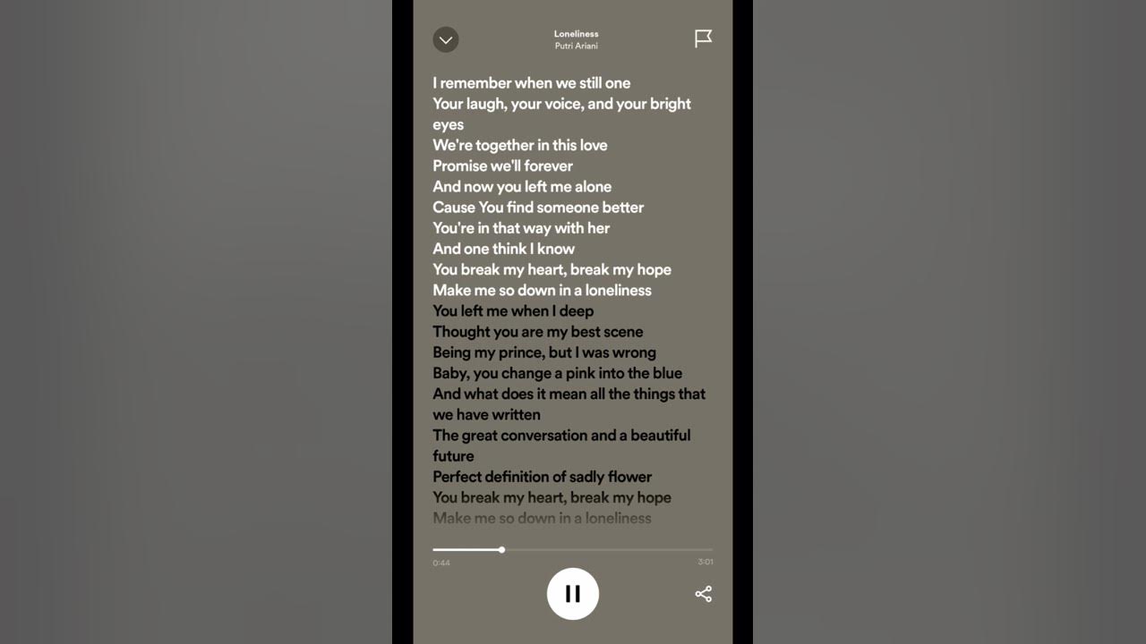 Putri Ariani - Loneliness (lyrics - lirik)