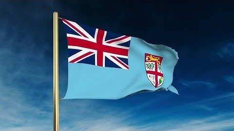 4K Fiji flag slider style. Waving in the win with cloud background animation Stock video