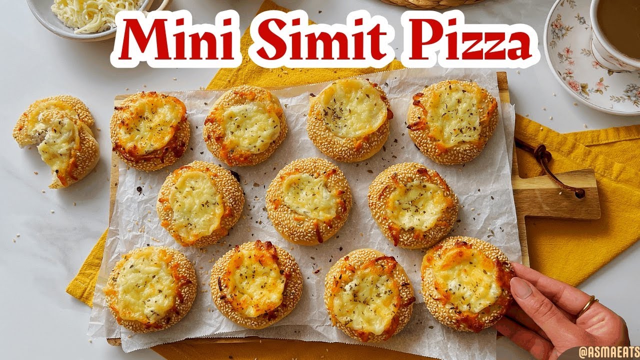 ميني سميت بيتزا تركية 🍕 | Mini Simit Pizza | وصفة مخبوزات تركية أصلية