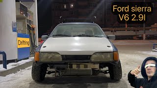 Ford Sierra v6 Russian winter street drifting | Как влететь в бруствер и вытащить жигу из кювета