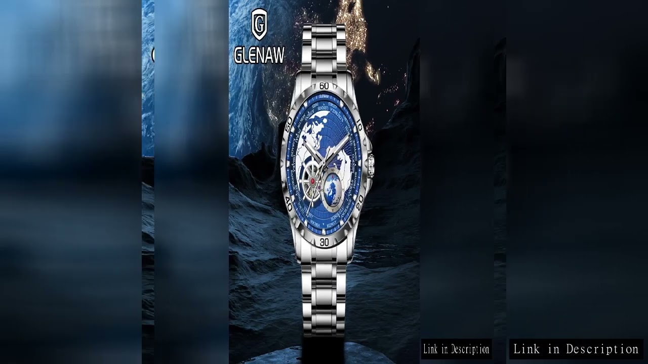 2025 New GLENAW Earth Series Mechanical Watch Men Rotating Earth Dial Night Light Waterproof Top Lux