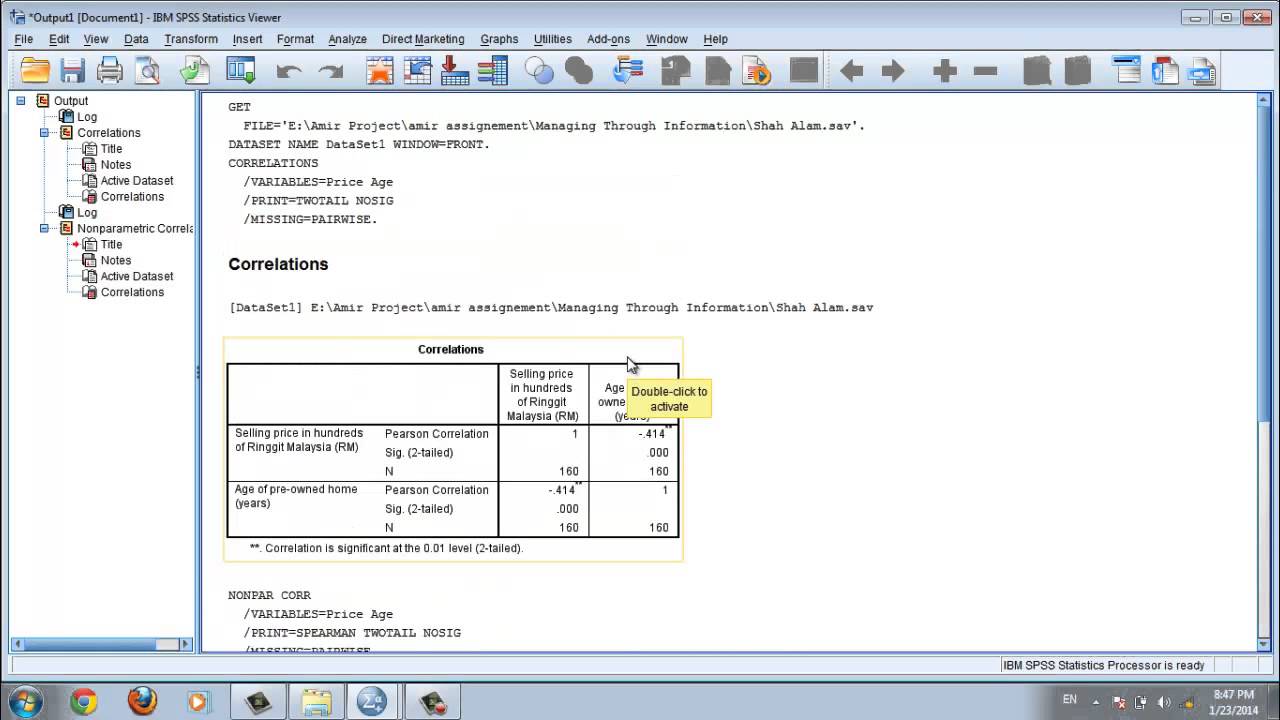 Correlation Analysis in IBM SPSS (2014) - YouTube