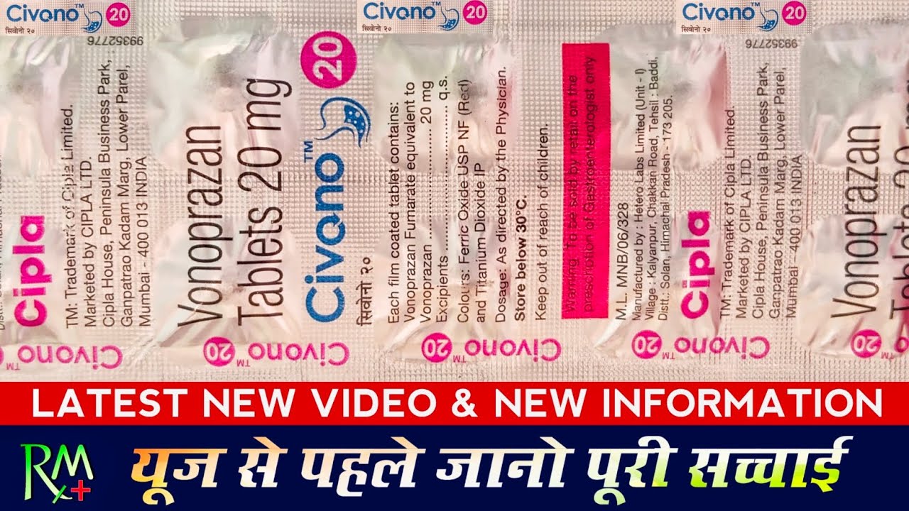 Civono 20 Tablets | New Video | Vonoprazan Tablets 20 Mg Uses In Hindi ...