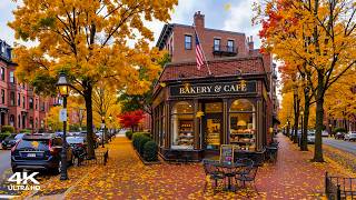A Quiet Fall Morning on a New England Café Street 🍁 Soft Jazz & Bossa Nova Music for Relaxation screenshot 3