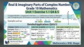 Ex 1.1 Q4&5 | GRADE 10 MATHS | Real & imaginary part of Complex Numbers | #fbise #nbf #mathtricks