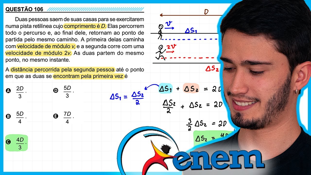 ENEM 2023 PPL - Duas pessoas saem de suas casas para se exercitarem numa pista retilínea cujo compri