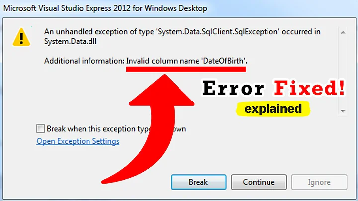 How to fix Invalid column name error in Visual Studio C#.NET Final Project?